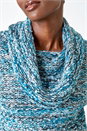 Turquoise Cowl Neck Tape Yarn Jumper, Image 5 of 5