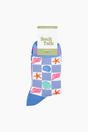 Blue Seashell Checkerboard Bamboo Socks in Blue, Image 4 of 4