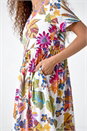 Multi  Floral Print Cotton Midi Dress, Image 5 of 5
