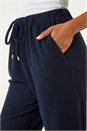 Navy  Petite Ribbed Jogger Trouser, Image 5 of 5
