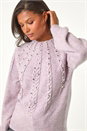 Lavender Faux Pearl Cable Knit Jumper, Image 1 of 5