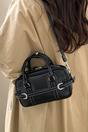 Black Barrel Satchel handbag With Shoulder Strap, Image 1 of 4