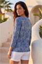 Blue Classic V-Neck Animal Print Top, Image 3 of 4