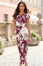 Ivory Floral Print Wrap Twist Midi Dress, Image 1 of 4