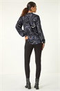 Grey Marble Foil V-Neck Top, Image 3 of 5