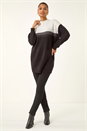 Black Colour Block Sparkly Longline Jumper, Image 2 of 5
