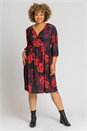 Red Curve Floral Print Wrap Dress, Image 3 of 4