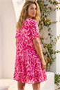 PINK Abstract Print Tiered Smock Dress, Image 3 of 4