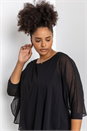 Black Curve Flock Spot Chiffon Overlay Dress, Image 4 of 4