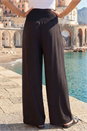 Black Petite Shirred Wide Leg Stretch Trouser , Image 3 of 4