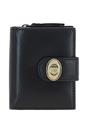 Black Real Leather Purse with Turnlock & Zip Pocket, Image 1 of 3