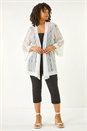 Ivory  Curve Crochet Knit Cardigan, Image 2 of 5