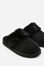 Black 'Comfort' Slip On Slippers With Fur Trim, Image 3 of 4