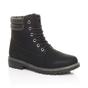 Black AJVANI Black Low Heel Lace Up Biker Worker Boots, Image 1 of 6
