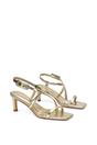 Gold 'Gabriella' Square Toe Mid Stiletto Heel Sandals With Adjustable Strap, Image 4 of 5