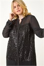 Black Curve Sequin V-Neck Chiffon Blouse, Image 4 of 5
