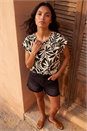 Black Leaf Print Shell Top, Image 2 of 4