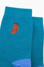 Teal Embroidered Seahorse Combed Cotton Socks, Image 2 of 4