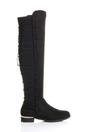 Black Elastic Tie Up Riding Knee High Boots, Image 2 of 6