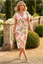 Ivory  Petite Floral Print Button Dress, Image 3 of 4
