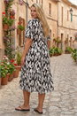 Black Curve Spot Print Midi Dress, Image 3 of 4