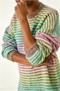 Green Contrast Ombre Stripe Fluffy Jumper, Image 5 of 5