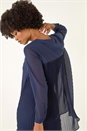 Navy V-Neck Pleated Back Blouse, Image 1 of 5