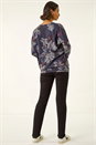 Purple Floral Printed Bubble Hem Top, Image 3 of 5