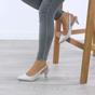 Silver Mid Heel Slingback Pointed Toe Court Shoes, Image 5 of 6