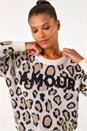 Ivory Amour Animal Print Knit Jumper, Image 1 of 5