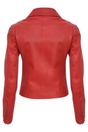 Red Womens Leather Biker Jacket-Matlock, Image 3 of 4