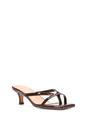 Brown XY LONDON Brown 'Tiana' Kitten Heel Sandal Mules With Toe Post, Image 2 of 6