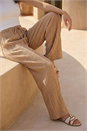 Biscuit Dusk Crinkle Wide Leg Stretch Trouser , Image 1 of 4
