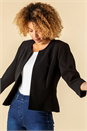 Black Textured Cropped Jacket, Image 4 of 4