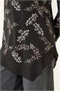 Black Floral Print Chiffon Hem Top, Image 5 of 5