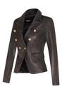 Black Leather Military Blazer Jacket-Newent, Image 2 of 4