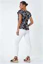 Black Keyhole Detail Abstract Print Top, Image 3 of 5