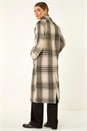 Ivory  Check Print Longline Coat, Image 4 of 7