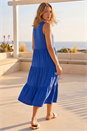 Royal Blue Tiered Midi Smock Dress, Image 3 of 4