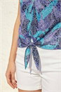 Purple Burnout Print Tie Front Top, Image 4 of 4