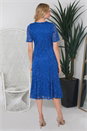 Royal Blue Julianna Wrap Front Lace Midi Dress, Image 3 of 4