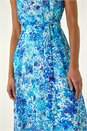 Blue Spot Print Pleated Chiffon Dress, Image 5 of 5