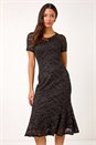 Bronze Lace Detail Stretch Midi Dress, Image 2 of 5