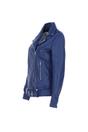 Royal Blue 'Mia' Leather Longline Biker Jacket, Image 3 of 5
