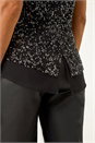 Black Sequin V-Neck Tunic Stretch Top, Image 5 of 5