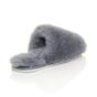 Grey AJVANI Grey Fluffy Mule Slippers, Image 4 of 5