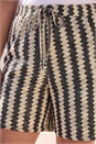 Black Curve Zig Zag Tie Waist Shorts, Image 5 of 5