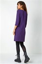 Purple Textured Cotton Blend Stretch Shift Dress, Image 3 of 5