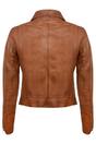 Tan Womens Leather Biker Jacket-Matlock, Image 4 of 4