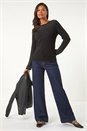 Black Hotfix Embellished Sleeve Knit Jumper, Image 1 of 5